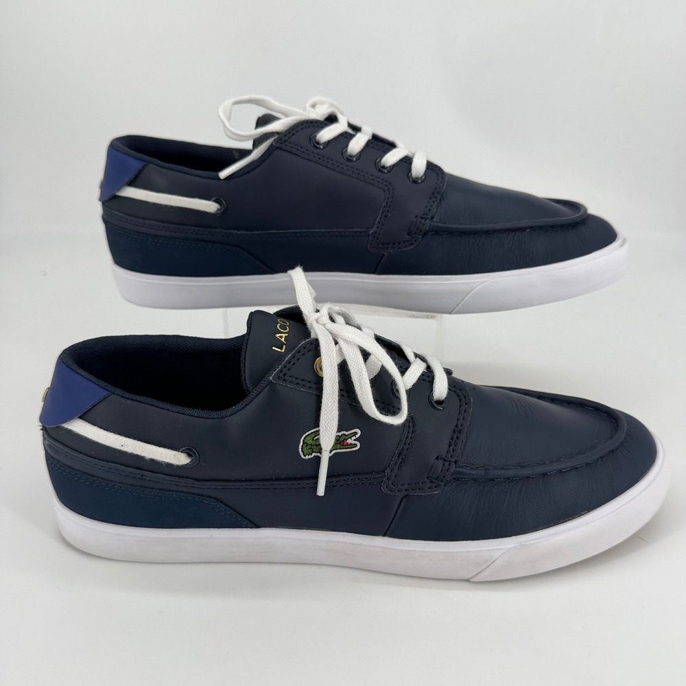 Lacoste Bayliss Deck 0722 1 Mens Navy Blue Leather Boat Shoe Sneakers Size 9